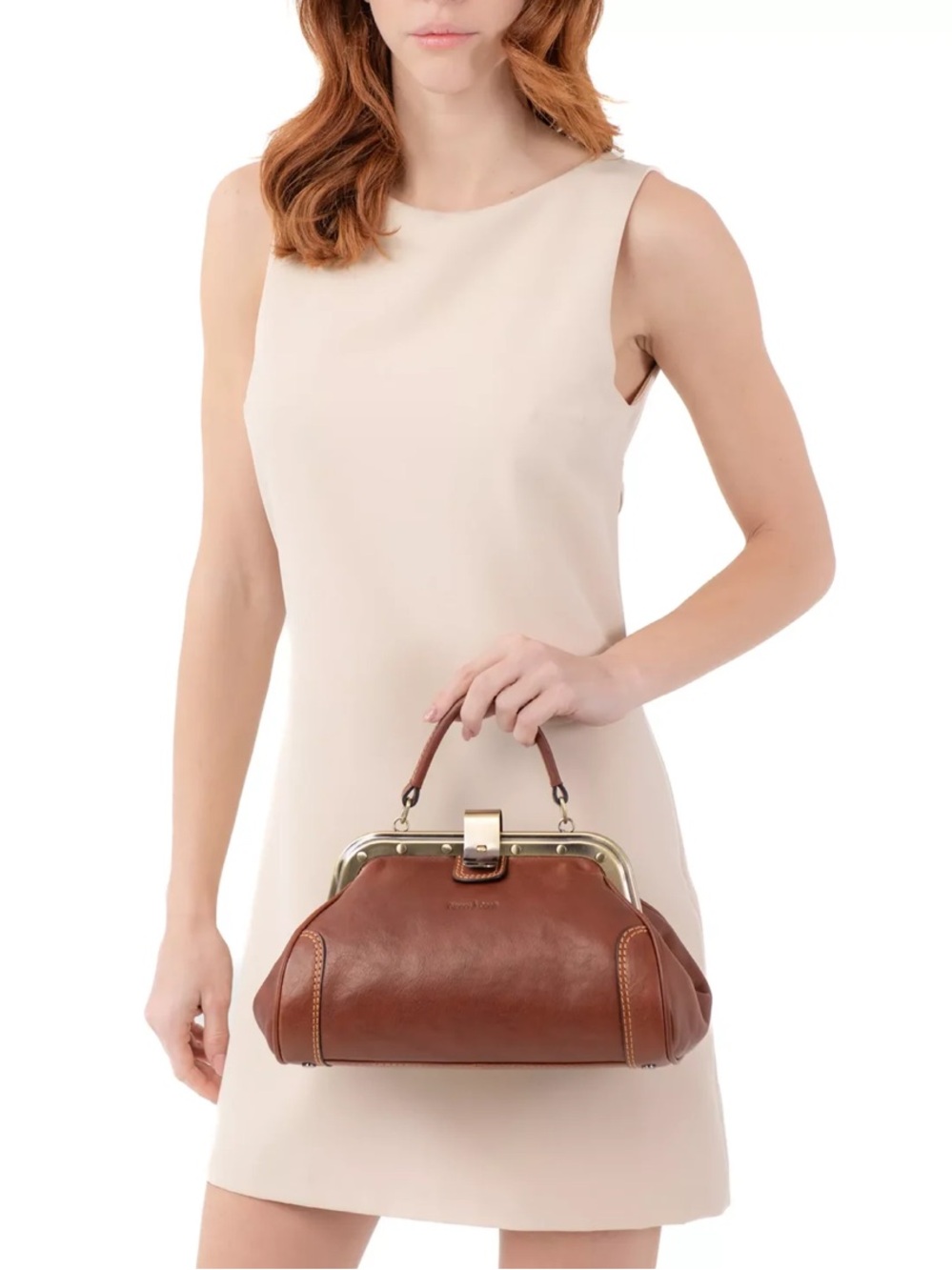 Gianni Conti Melania Italian Brown Leather Vintage Inspired Doctor Satchel/Strap
